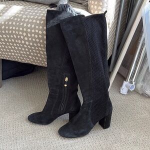 Black Knee-High Suede Boots